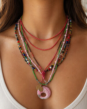 Lot 4 Seed Beads Indian Glass Beaded Necklaces Boho Layered Statement Jewelry